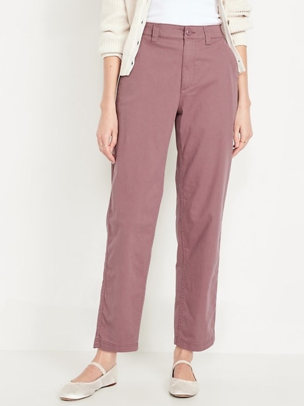 Old Navy Dusty Mauve OG Chino Pants High-Waisted OGC Chino Tapered Straight Pant - Picture 2 of 13